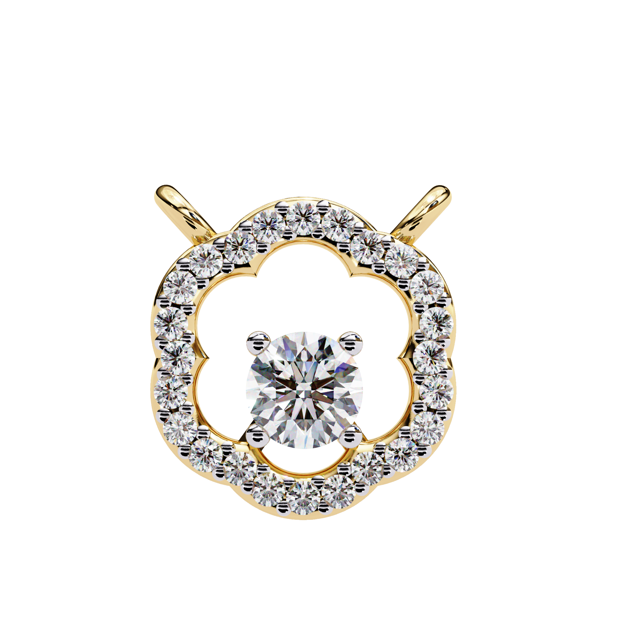 Solitairekart 0.31ct Natural Diamond Bloom Halo Pendant-HI Color, VS-SI Clarity